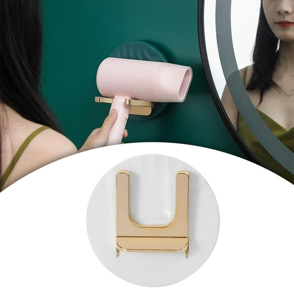 Soporte para secador de pelo Macarena Almacenamiento de pared Sin perforaciones Blanco
