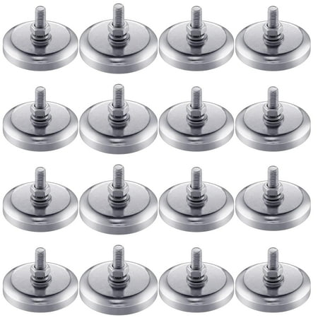 

Sturdy & Reliable Silver Circular Neodymium Magnet M6 Bolt Stud Mounting 150lb 16pcs