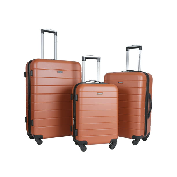 Wrangler 3 Piece Luggage Set with Cup Holder and USB Port, Burnt Orange -  