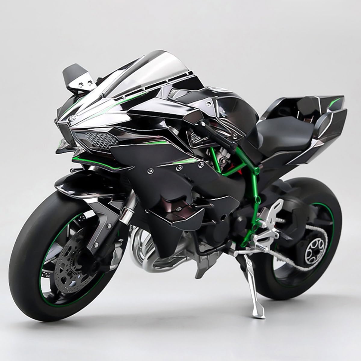 1/6 Scale Alloy Racing Style Dynamic RC Motorcycle Model, Realistic Simulation RC Dirt Bike with Ignition System, Smoke Spray, Light & Sound, Collectible Black Track Edition