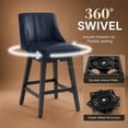 thumbnail image 2 of Swivel Counter Height Bar Stools, Set of 2, 27'' Modern Bar Stool with Curved Back and Solid Wood Legs, Bar Stools for Kitchen Island, Faux Leather Blue, 2 of 7