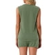 thumbnail image 3 of Conjunto de lounge para mujeres INSPIRE CHIC Pjs Top de tanque y pantalones cortos Set de pijama de punto en V Verde profundo, 3 of 6