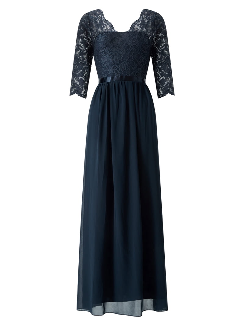 long sleeve blue evening dress Sleek Long Formal Dress with Long Sleeves