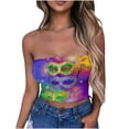 thumbnail image 2 of TIMIFIS Mardi Gras Femmes Hauts Courts Sans Bretelles Grande Taille Mode Carnaval Imprimé Sans Manches Tops de Fête, 2 of 4