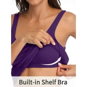 Women's Camisole Cotton Tank Top with Shelf Bra Adjustable Wide Strap Basic Undershirt