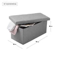 thumbnail image 2 of Baúl Plegable De Almacenamiento Tipo Taburete Con Asiento Acolchonado En Color Gris, 2 of 6