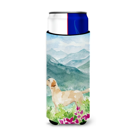 Carolines Treasures CK1973MUK Mountian Flowers Yellow Labrador Michelob Ultra Hugger for slim cans Slim Can multicolor