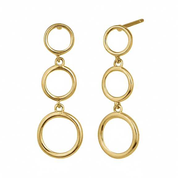 Vinali 14K Solid Gold Womens Circle Dangle Earrings - 0.75in