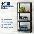thumbnail image 3 of WORKPRO 4-Tier Plastic Storage Shelf, Black Utility Shelving Unit with Wall Brackets, Tool-Free Assembly for Garage, Laundry Room & Basement, 3 of 8