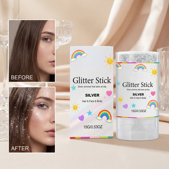 Lenkho Glitter Stick, Waterproof Face Glitter Gel, Chunky Glitter Face Paint, Mermaid Sequin Hair Glitter Makeup, Sparkle Body Glitter for Women, Festival Accessories Glitter