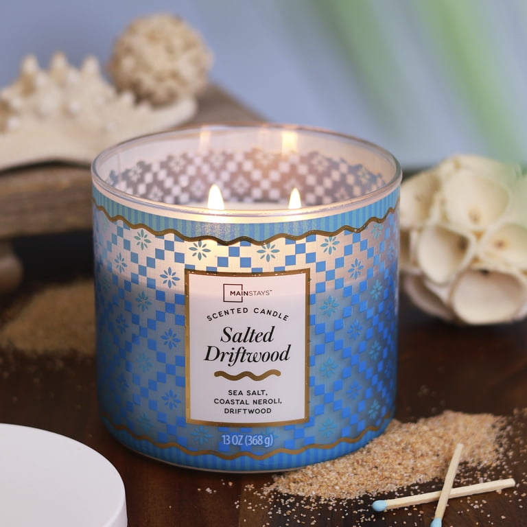 Mainstays 3-Wick Salted Driftwood Fragrance Candle with a
