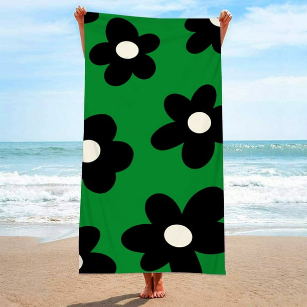Toalla de playa de microfibra con diseño floral ZJT250117623 | Toalla de baño extragrande de 70 x 150 cm, suave, absorbente y resistente a la arena | Portátil y plegable con correa de malla | Manta