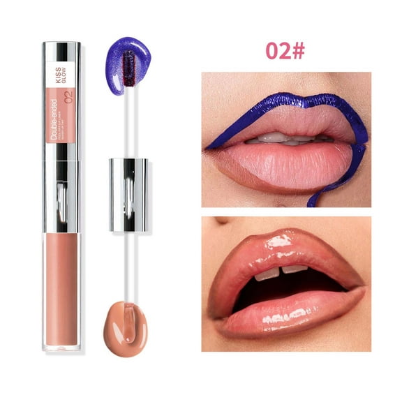 Lip Gloss Waterproof, Peel Off Lip Liner Pen, Double-Ended Tear Lip Gloss with Pearlescent Finish, Non-Stick Cup formula, Long Lasting, Smudge Resistant, Easy Application