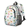 thumbnail image 2 of Dinosaur and Floral White Pattern Backpack for School, Cute School Bag with Adjustable Shoulder Straps and Padded Back, 15"x11.42"x5.5", 2 of 5
