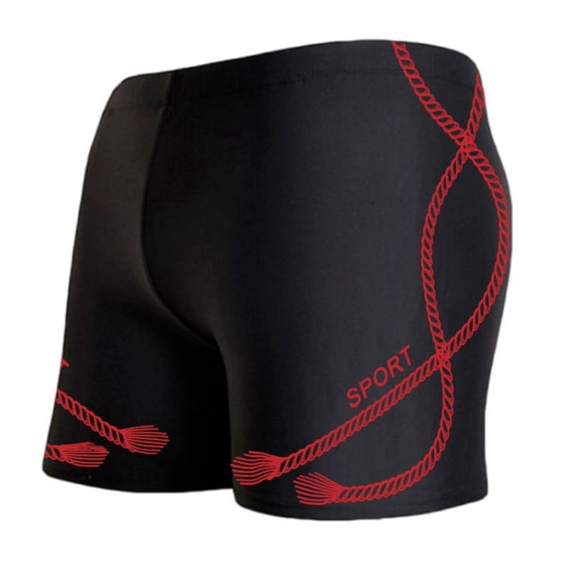 Augper Men's Swim Shorts Printed Swimsuit Quarter Pants Quick-drying Swim Shorts