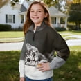 thumbnail image 3 of Chririnla 3D Cat Daisy Girls Quarter Zip Up Sweatshirt Half Zipper Pullover Sweatshirt Lightweight Comfy Casual Fall Winter Athletic Top Sportswear Size 13-14, 3 of 7