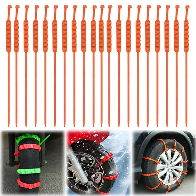 Reusable Zip Tie Tire Chains 80CM Nylon Anti-Skid For Car Motorcycle E-Bike Winter