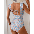thumbnail image 7 of Womens One Piece Swimsuit Tummy Control Retro Square Neck Bathing Suit for Women Ruched Modest Full Coverage Swimwear, Pink Floral, 7 of 7