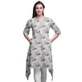 thumbnail image 1 of Bimba Kurti Asymétrique à Imprimé Floral Mandala Blanc, Ambre Flush et Lys pour Femmes, Robe Tunique d'Été Indienne XXX-Large, 1 of 6
