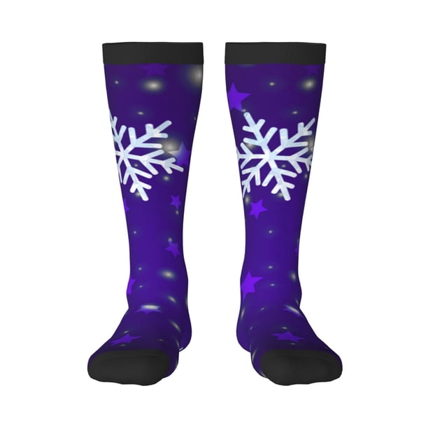 Balery Dark Purple Snowflakes Calcetines novedosos Calcetines deportivos Calcetines hasta la rodilla Calcetines de algodón Calcetines originales y geniales