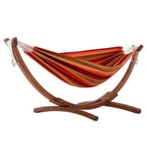 Vivere Double Cotton Hammock, Comfortable Daybed with Wood Frame, 8', Sunset