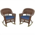 thumbnail image 1 of Jeco Wicker Chair in Honey with Blue Cushion (Set of 4), 1 of 1