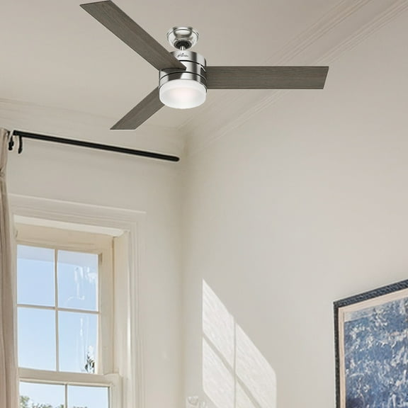 Restored Hunter Fan 54 inch Contemporary Ceiling Fan with Remote Control in Brushed Nickel (Refurbished)