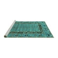 thumbnail image 2 of Ahgly Company Machine Washable Indoor Square Oriental Turquoise Blue Industrial Area Rugs, 6' Square, 2 of 4