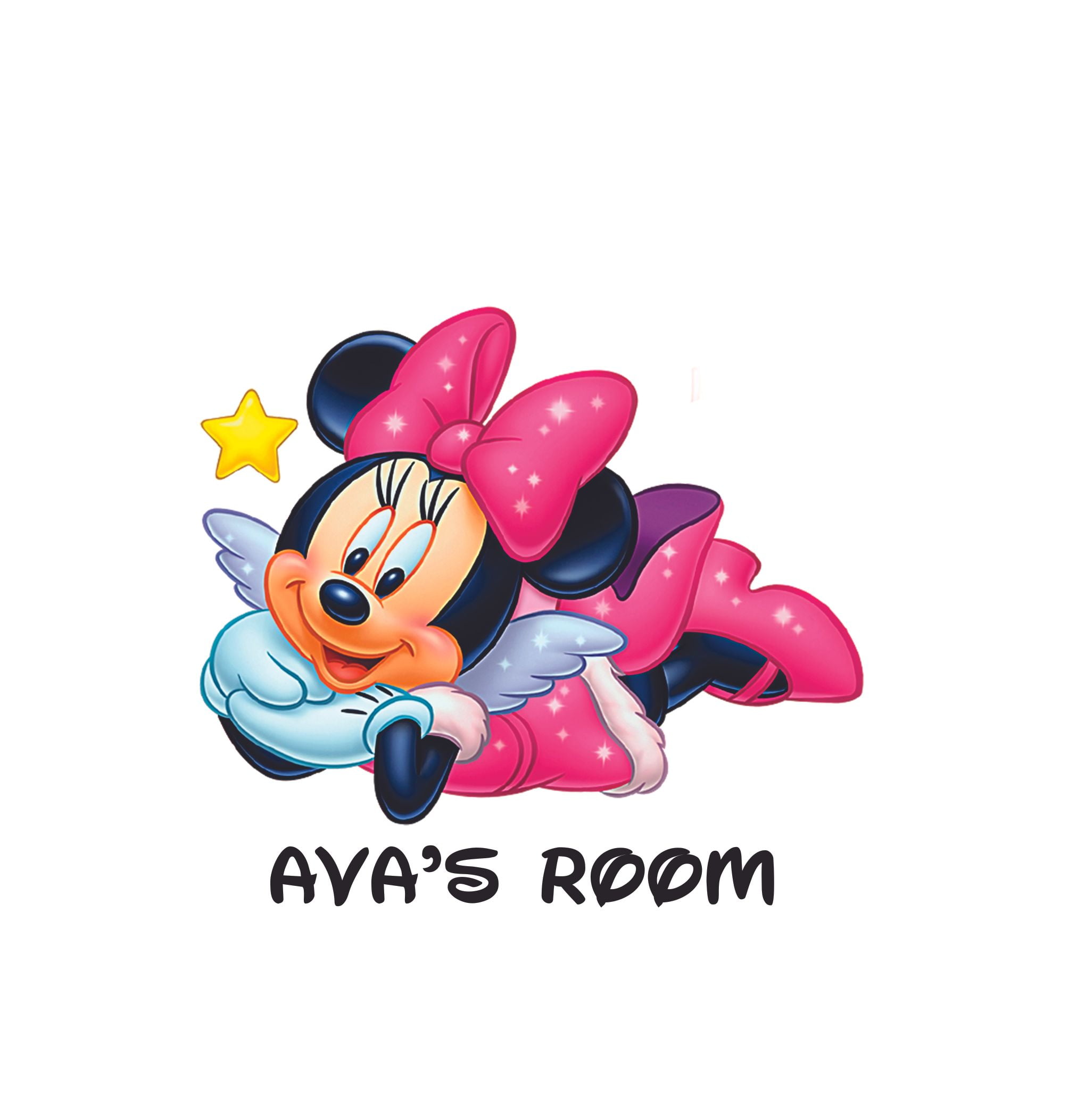 Minnie Mouse stars girls bedroom wall sticker decal Personalised with any name 