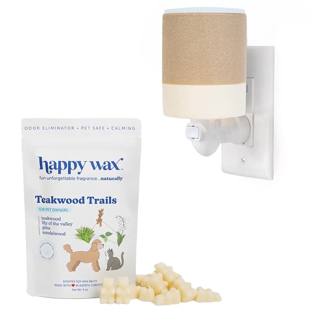 Wax Warmer Happy Wax Earth Outlet con senderos de madera de teca de 120 ml