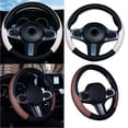thumbnail image 3 of Sleek Design 38cm PU Leather Steering Wheel Cover Enhances Interior Style, 3 of 6