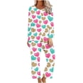 thumbnail image 1 of TIMIFIS Valentines Day Pyjamas Femme - Ensembles de Pyjama pour Femme 2 Pcs - Haut à Manches Longues Décontracté à Col Ras du Cou et Pantalon Ensembles de Pjs Vêtements de Nuit Vêtements de Détente, 1 of 3