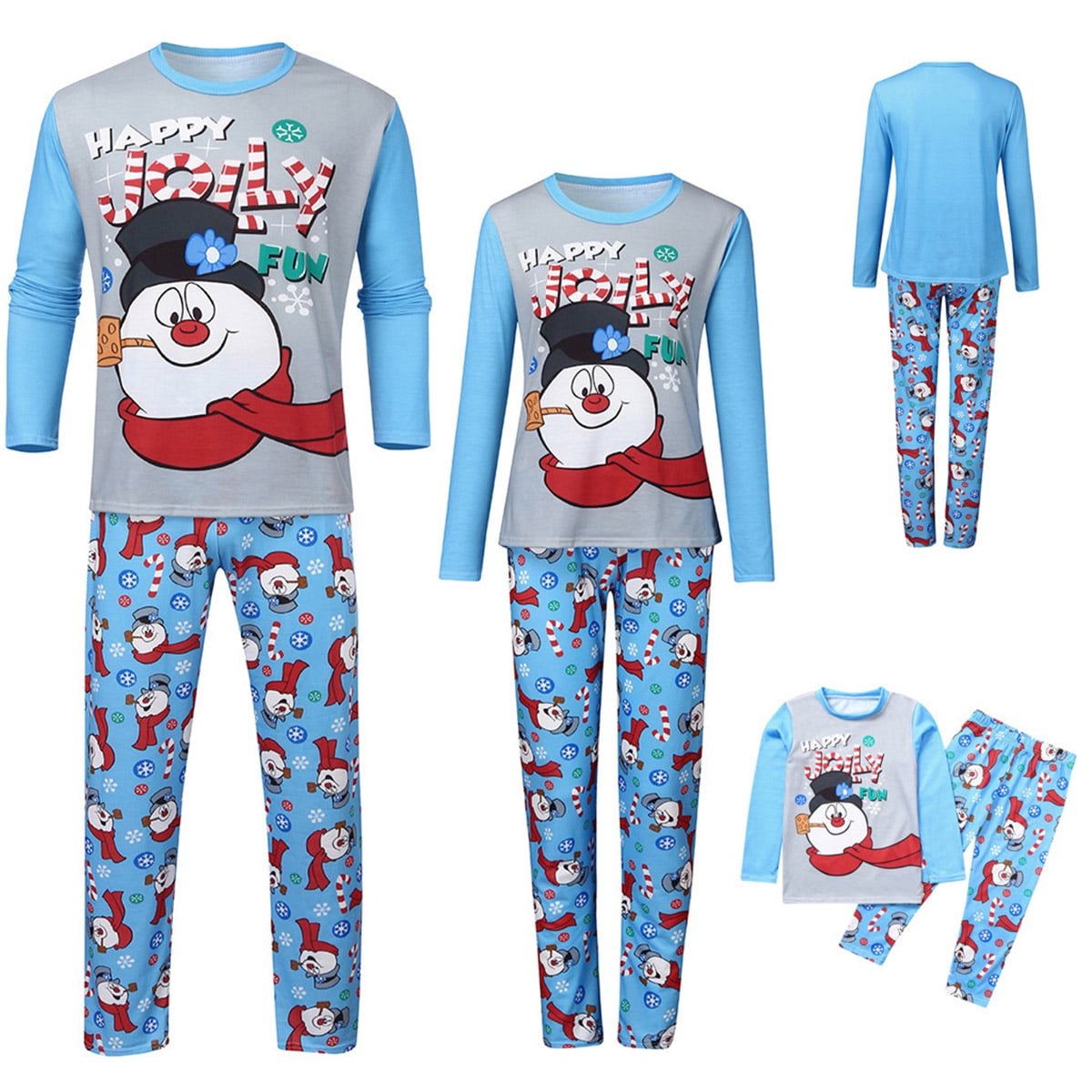 Christmas Pajamas for Family Cute Snowman Print Long Sleeve Pjs Set Matching Family Christmas Pajamas 