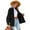 Black, variant on LYMAYTER Women's Solid Color Cardigan Long Sleeve Jacket Loose Top Denim Top S-XL