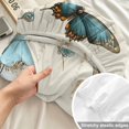 thumbnail image 4 of Twin Sze Fitted Sheet Set - Teal Tulips 2 Piece Bedding Sets 16" Deep Pocket Fitted Sheet with 1 Pillowcase, Vintage Farmhosue Turquoise Floral Butterflies Brushed Microfiber Hotel Luxury Bed Sheets, 4 of 9