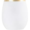 thumbnail image 2 of PLASTICPRO 12 Oz Disposable Stemless Wine Glasses White and Gold Rim Plastic Cups for Party, 6-Pack, 2 of 3