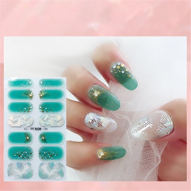 3D Embossed False Nail Stickers Full Cover Tips with European Gilding Design for Manicure Care