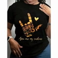 thumbnail image 4 of 【New Arrival】You Are My Sunshine ASL Hand Sign Sunflower Heart Graphic T-Shirt Women Positive Inspirational Casual Black Tops, 4 of 6