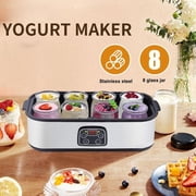 Probiotic Yogurt Maker, Probiotic Yogurt Maker with Adjustable Temperature & Time Control, 1400 ML Ultimate Yogurt Maker with 8 Pcs Glass Jars, with a European to American converter