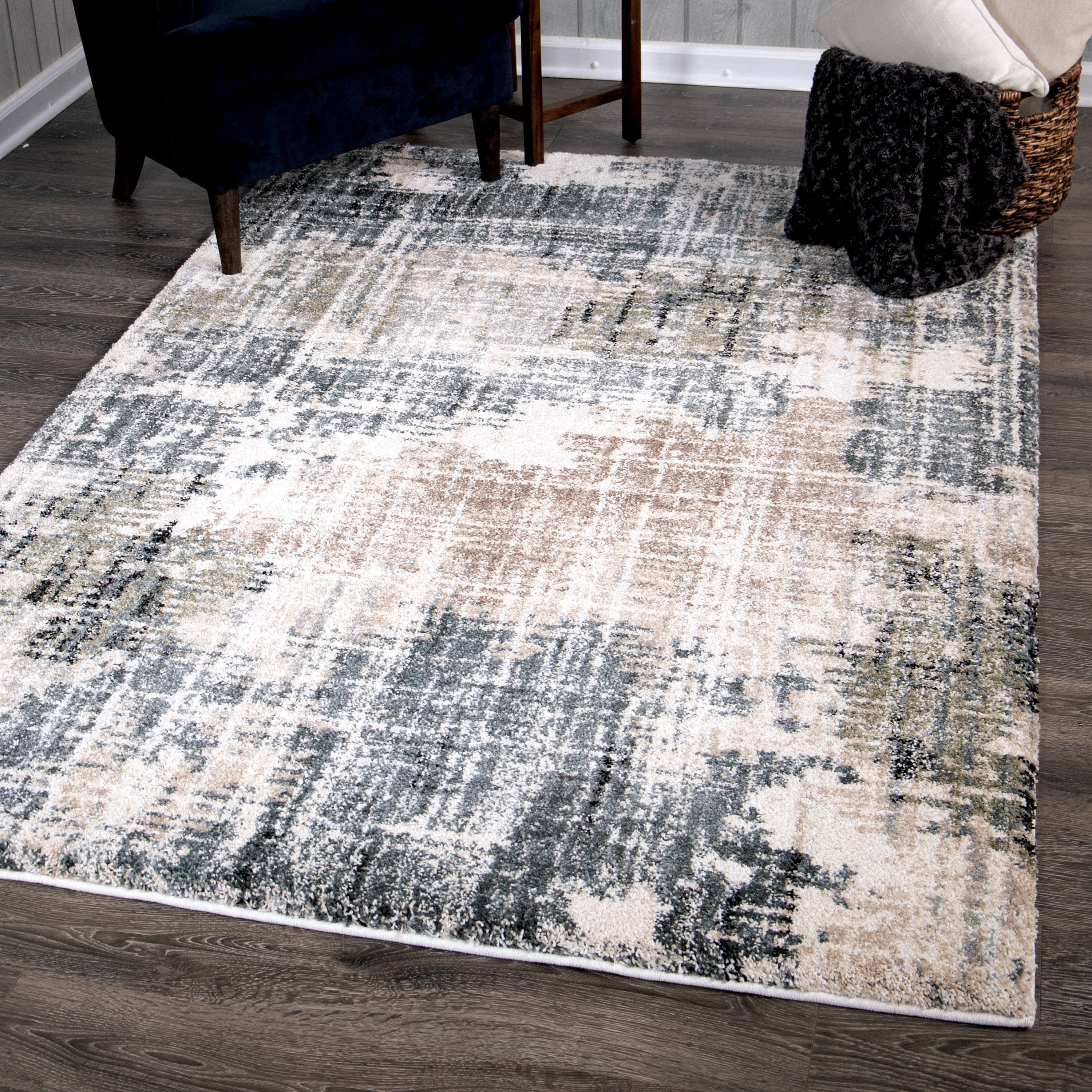 Orian Rugs Portland Basque Muted Blue Area Rug or Runner