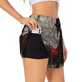 thumbnail image 3 of Lsque Dark Red Hooded Girl Printed Women's Running Shorts with Liner Pockets,Elastic Quick Dry Workout Athletic Gym Yoga Shorts,Womens High Waist Shorts-X-Large, 3 of 9
