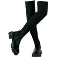 thumbnail image 5 of Women Over The Knee Thigh Low Chunky Heel Boots Round Toe Side Zip Knit Sock Long Boot Platform Thigh High Boots Ladies Wide Calf Knee High Boots, 5 of 5