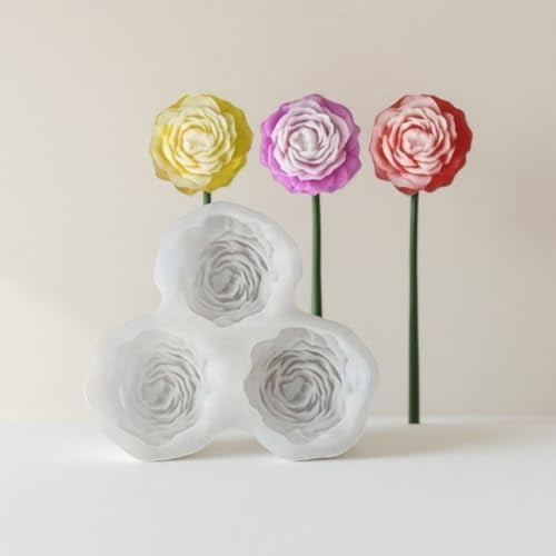Silicone Flower Molds Set, 3D Rose Peony Succulent Design, 7-Cavity Resin Casting Molds for Candle Making, Soap, Wax Melts, Epoxy Crafts, Cake Decoration