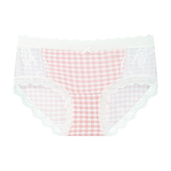 Women's Plus Size Floral Cotton Hipster Mid Rise Underwear Lace Plaid Briefs Breathable Full Coverage Comfort Fit Everyday Essential