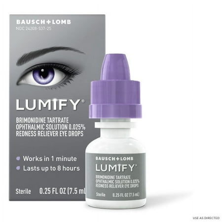 Bausch + Lomb Lumify Redness Reliever Sterile Eye Drops, 0.25 oz, 2-Pack