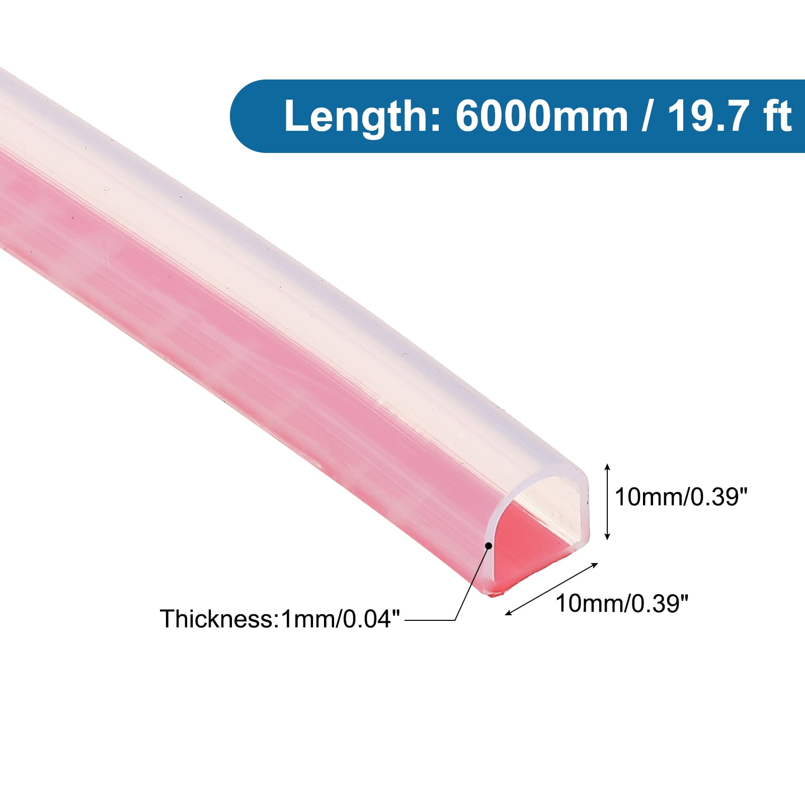 Uxcell Silicone Weather Stripping Door Seal, 19.7 ft D Shape Weather Stripping Self Adhesive Door Seal Strip for Door Frame, Window Sealing, Large Gap, 3.94"Wx0.39"Tx3.94H, Clear/Red