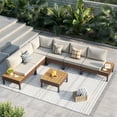 thumbnail image 2 of ELPOSUN 7-Piece L-Shaped Outdoor Sectional Sofa  ，Patio Furniture with Water-resistant Cushions & Side Tables (Beige Grey), 2 of 6