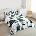 thumbnail image 3 of Manfei Watercolor Tree Plant Queen Comforter Set, Jungle Camping Bedding Comforter Set, Teens Boys Girls Kids Bedding Set, Lightweight Room Decor, 3-Piece, 3 of 8