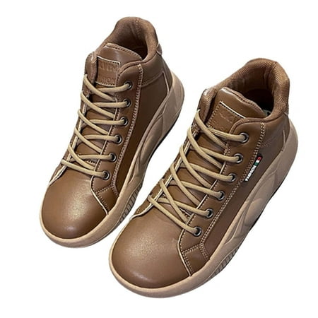 

Stamzod Summer Savings Clearance Spring And Autumn Thick Soled Rocking Shoes Versatile Fashion Women s Single Shoes High Top Small White Shoes Casual Retro Women s Shoes Brown 38