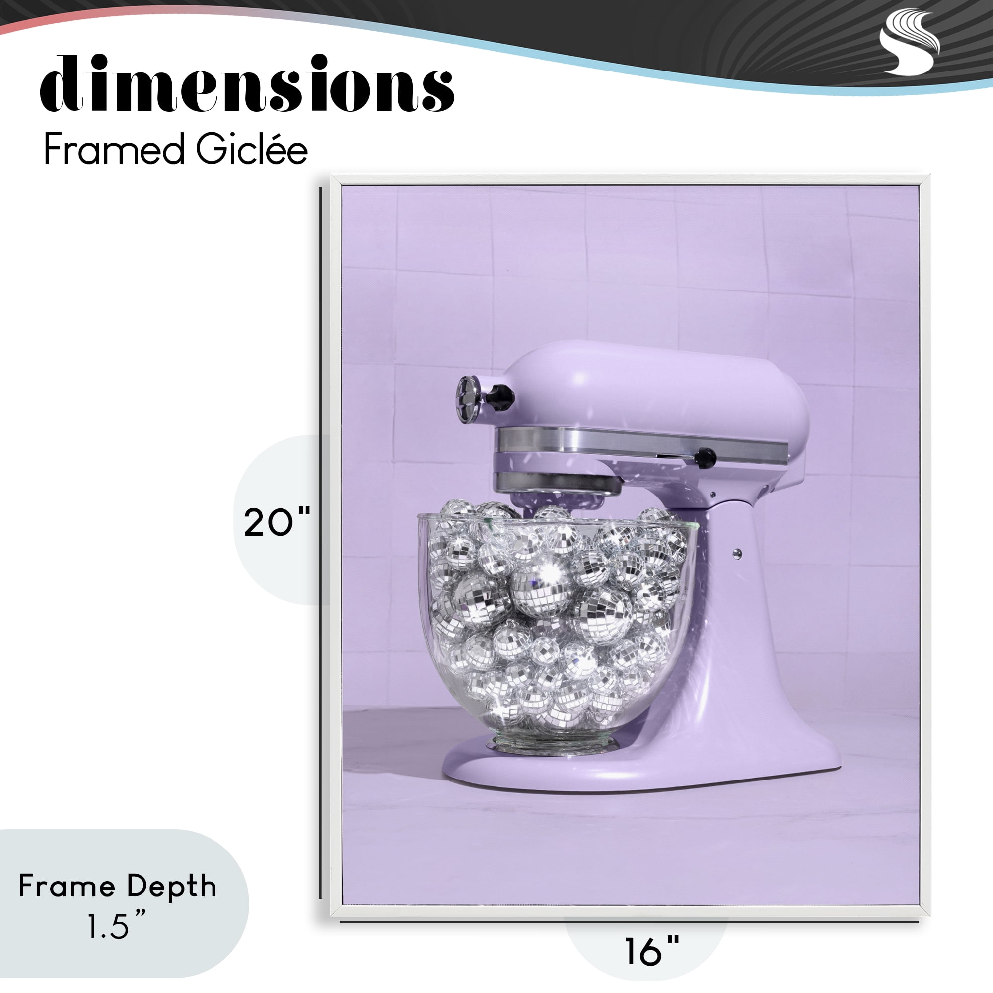 Stupell Industries Disco Kitchen Mixer over Purple White Framed Giclee Art, design by LISH Creative
